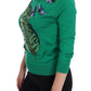 Dolce & Gabbana Embellished Green Silk Pullover Sweater