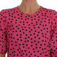 Dolce & Gabbana Pink Polka Dotted Silk Blouse