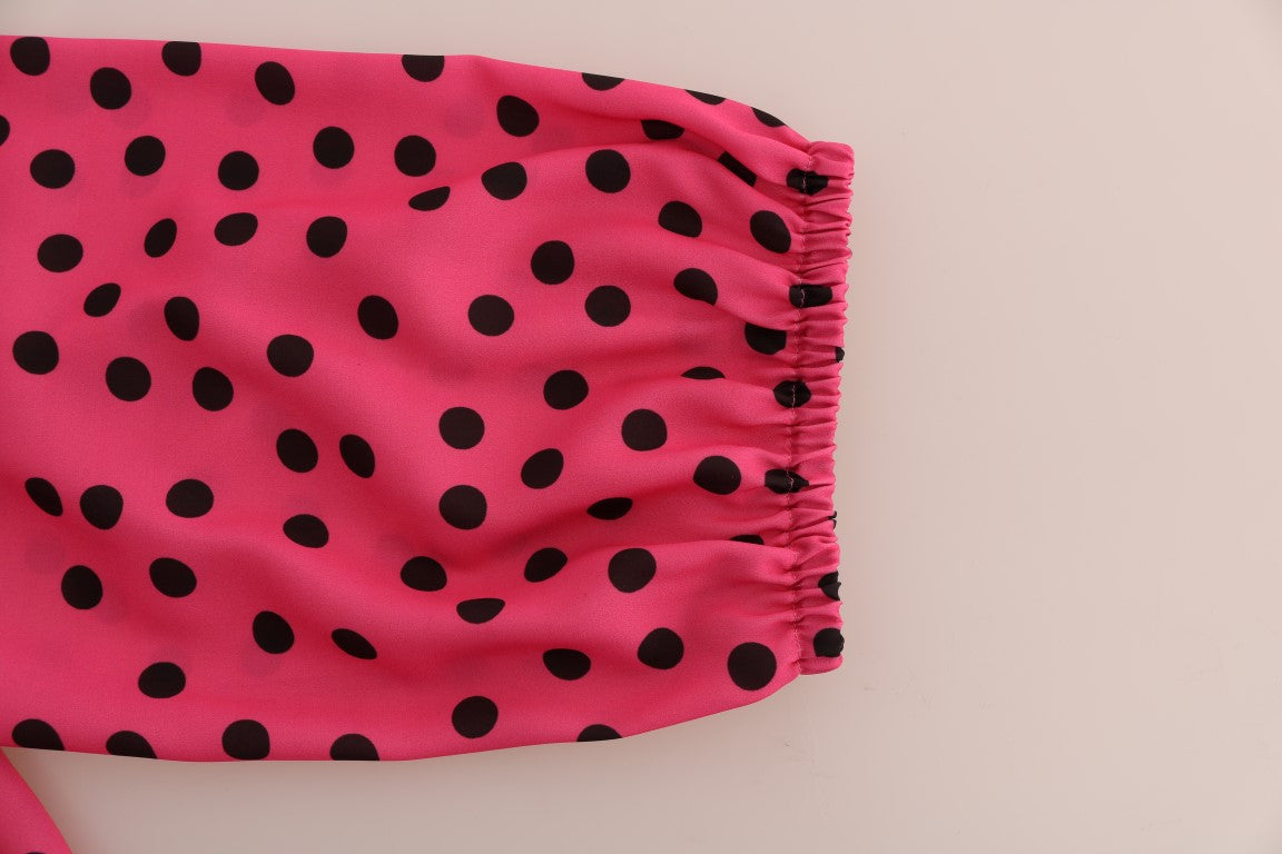 Dolce & Gabbana Pink Polka Dotted Silk Blouse