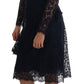 Dolce & Gabbana Elegant Black Floral Lace A-Line Dress