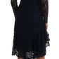 Dolce & Gabbana Elegant Black Floral Lace A-Line Dress