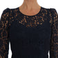 Dolce & Gabbana Elegant Black Floral Lace A-Line Dress