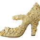 Dolce & Gabbana Gold Floral Crystal Mary Janes Pumps