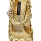 Dolce & Gabbana Gold Floral Crystal Mary Janes Pumps