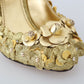 Dolce & Gabbana Gold Floral Crystal Mary Janes Pumps