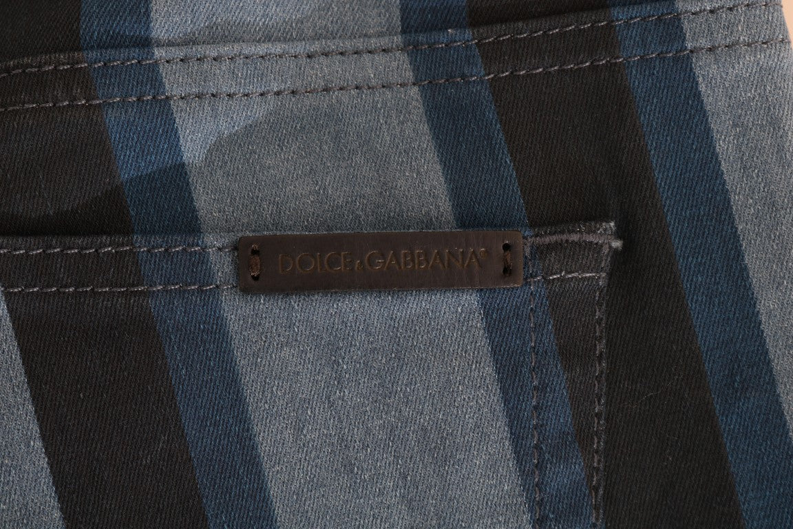 Dolce & Gabbana Blue GIRLY Striped Cotton Jeans