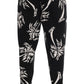 Dolce & Gabbana Black Tree Cotton Stretch Pants