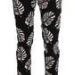 Dolce & Gabbana White Black Leaf Cotton Stretch Slim Pants