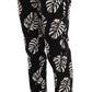 Dolce & Gabbana White Black Leaf Cotton Stretch Slim Pants