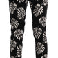 Dolce & Gabbana White Black Leaf Cotton Stretch Slim Pants