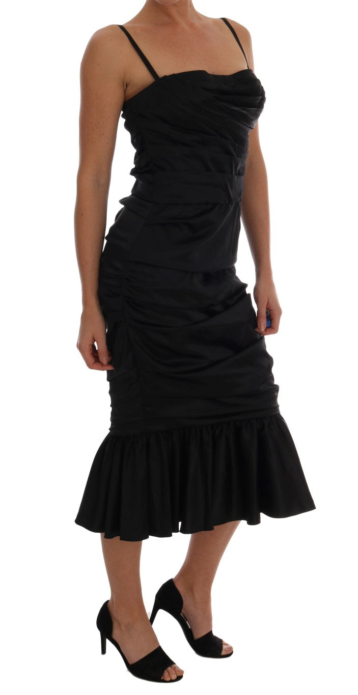 Dolce & Gabbana Black Mermaid Ruched Gown Dress