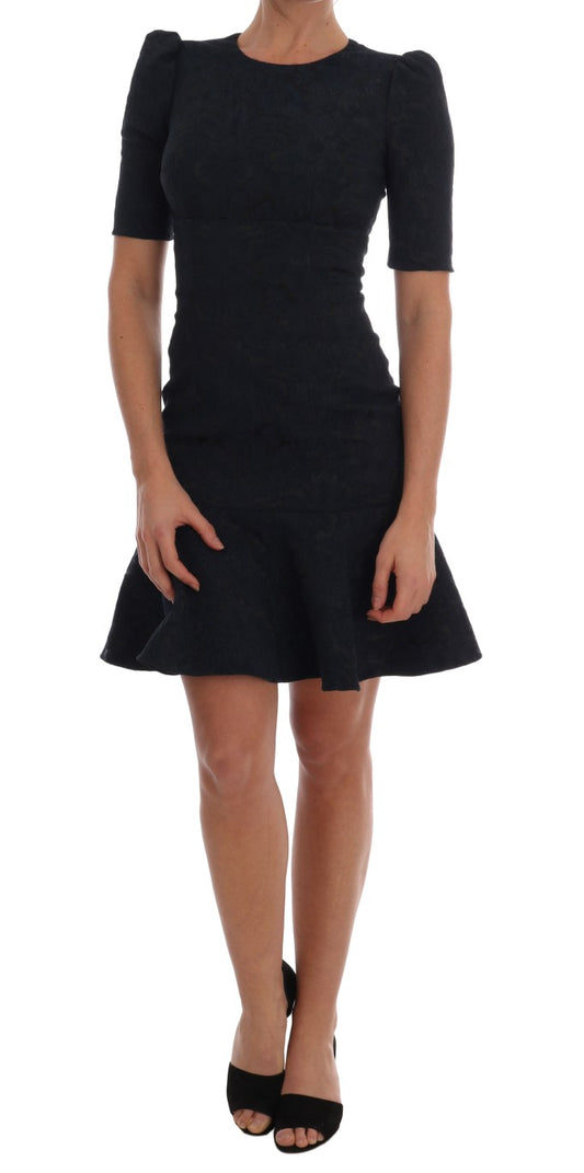 Dolce & Gabbana Black Blue Flare Mini Dress