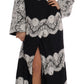 Dolce & Gabbana Elegant Black White Silk Floral Lace Kaftan Maxi Dress