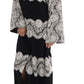 Dolce & Gabbana Elegant Black White Silk Floral Lace Kaftan Maxi Dress