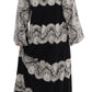 Dolce & Gabbana Elegant Black White Silk Floral Lace Kaftan Maxi Dress