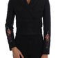 Dolce & Gabbana Black Embroidered Brocade Cropped Blazer Jacket