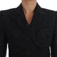 Dolce & Gabbana Black Embroidered Brocade Cropped Blazer Jacket