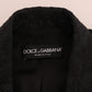 Dolce & Gabbana Black Embroidered Brocade Cropped Blazer Jacket