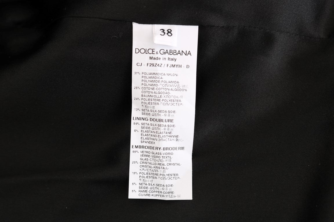 Dolce & Gabbana Black Embroidered Brocade Cropped Blazer Jacket