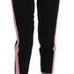 Dolce & Gabbana Black Stretch Pink Stripes Capri Pants