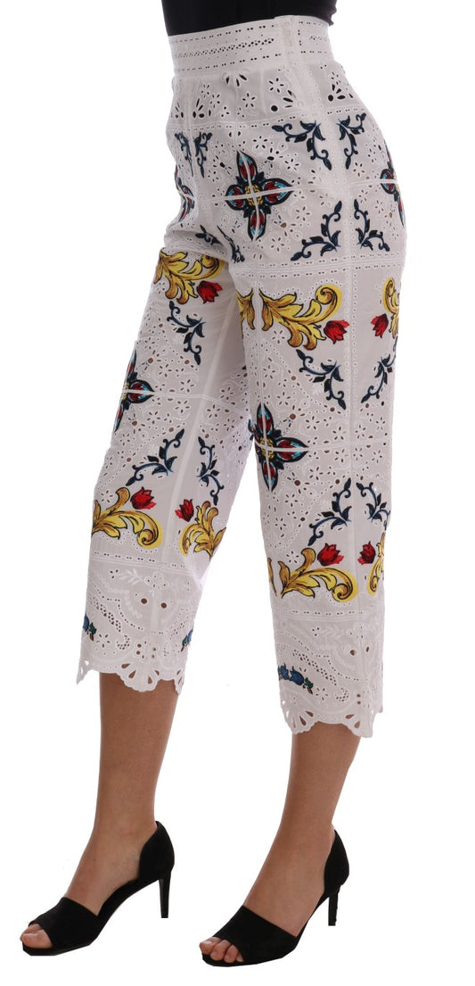Dolce & Gabbana Multicolor Majolica Cutout Capri Pants