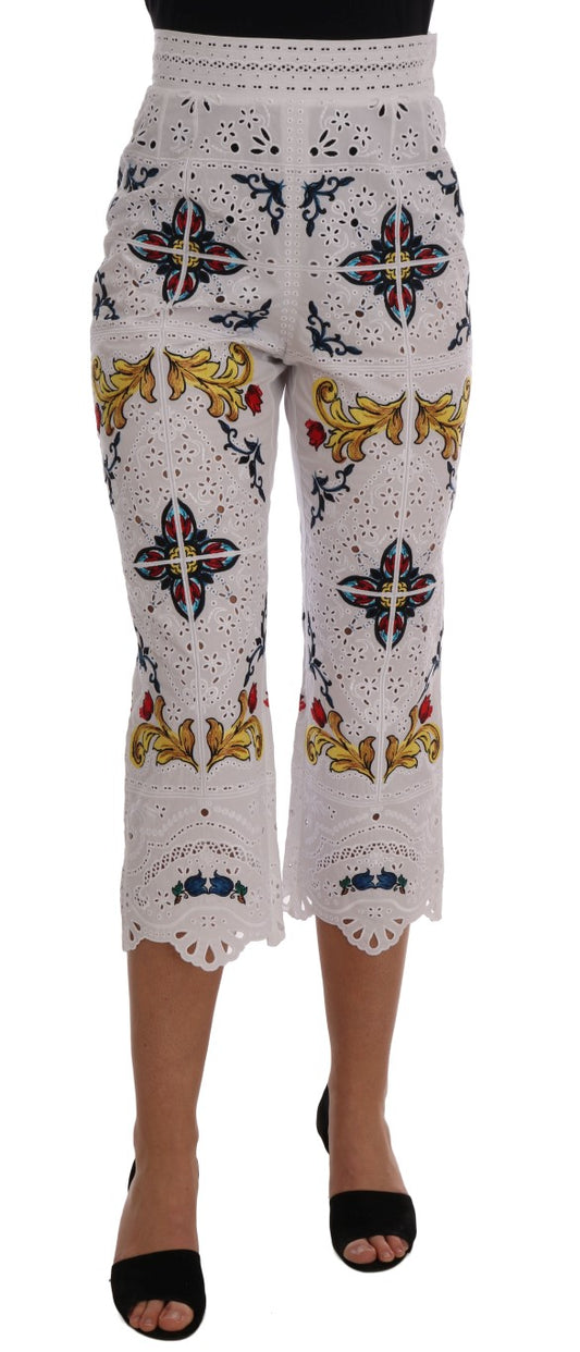 Dolce & Gabbana Multicolor Majolica Cutout Capri Pants