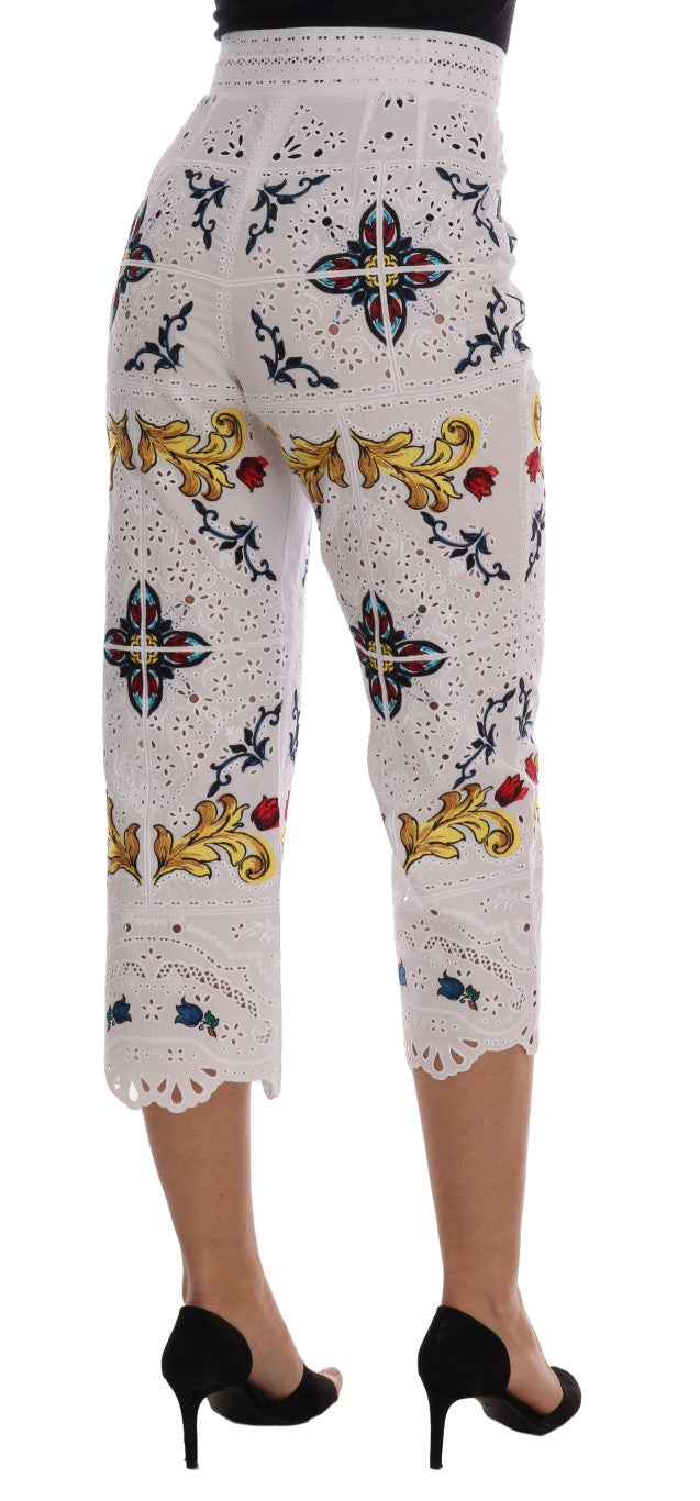 Dolce & Gabbana Multicolor Majolica Cutout Capri Pants