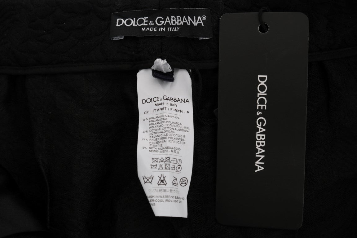 Dolce & Gabbana Black Brocade High Waist Capri Shorts