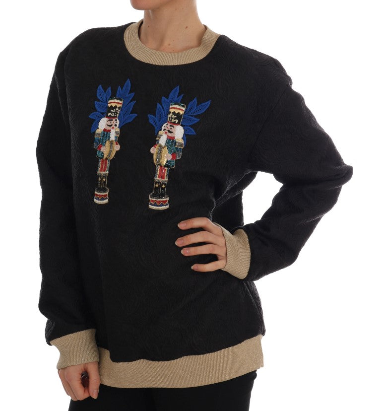 Dolce & Gabbana Black Fairy Tale Brocade Zipper Sweater