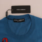 Dolce & Gabbana Blue Silk Love is Pullover Sweater