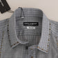 Dolce & Gabbana Gray Check GOLD Cotton Slim Fit Shirt