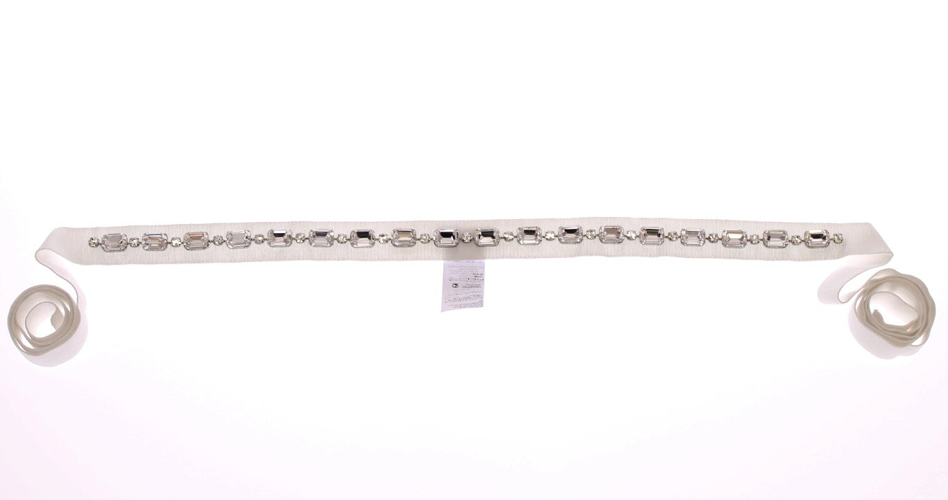 Dolce & Gabbana White Crystal Stones Waist Belt