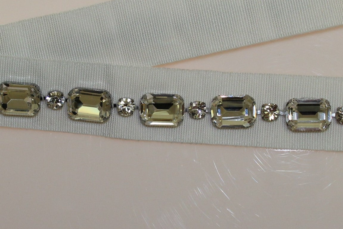 Dolce & Gabbana White Crystal Stones Waist Belt