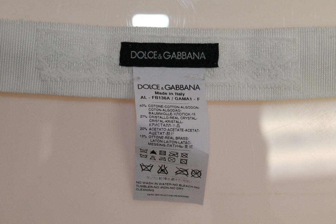 Dolce & Gabbana White Crystal Stones Waist Belt