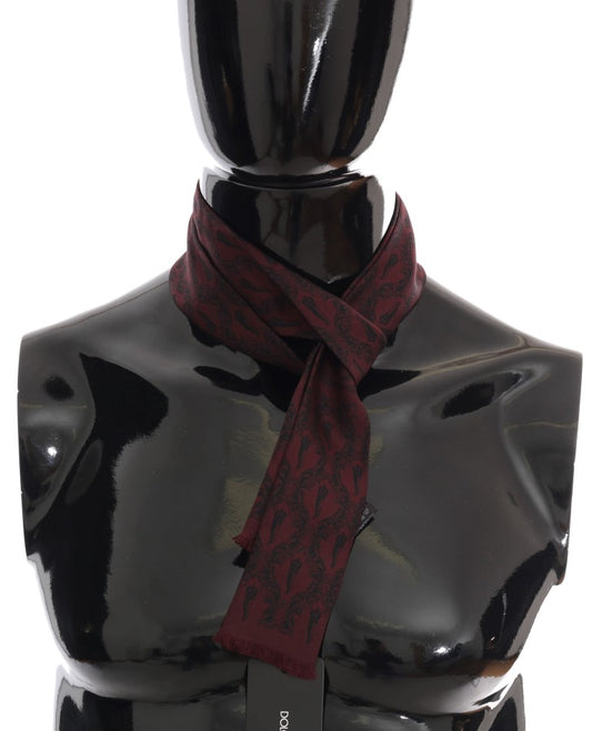 Dolce & Gabbana Bordeaux Silk Crown Chili Scarf