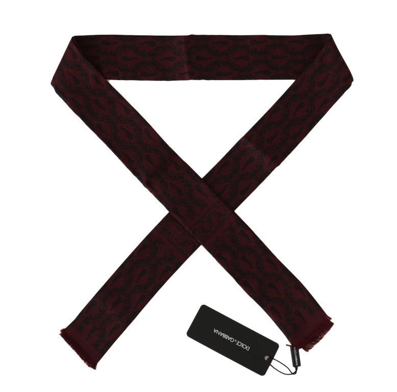 Dolce & Gabbana Bordeaux Silk Crown Chili Scarf