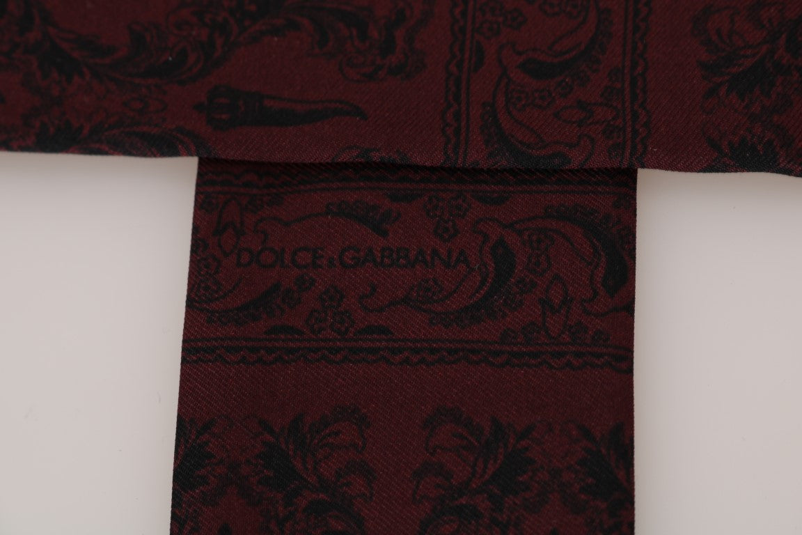 Dolce & Gabbana Bordeaux Silk Crown Chili Scarf