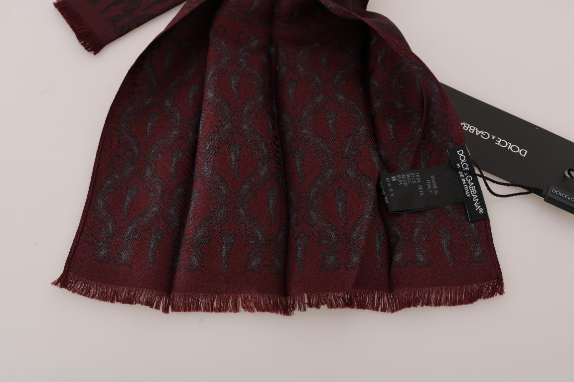 Dolce & Gabbana Bordeaux Silk Crown Chili Scarf