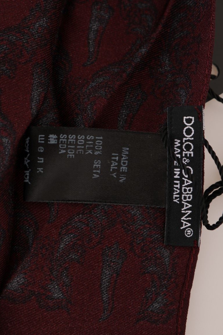 Dolce & Gabbana Bordeaux Silk Crown Chili Scarf