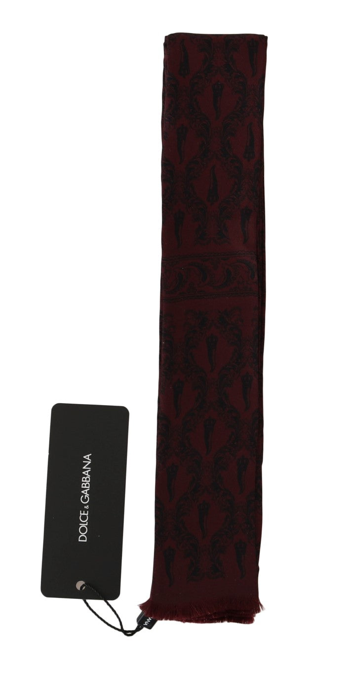 Dolce & Gabbana Bordeaux Silk Crown Chili Scarf