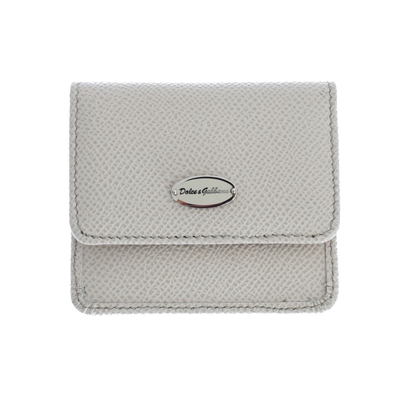 Dolce & Gabbana White Dauphine Leather Condom Case Wallet