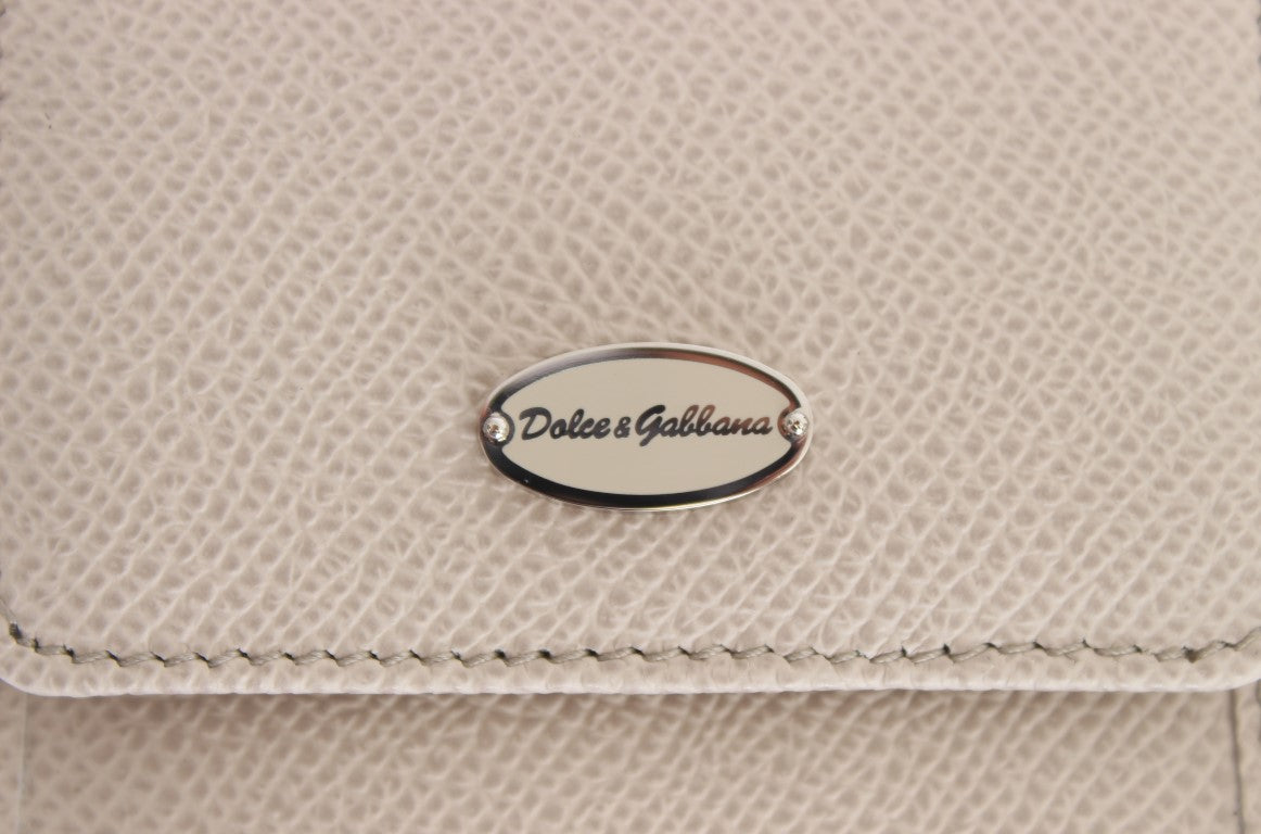 Dolce & Gabbana White Dauphine Leather Condom Case Wallet