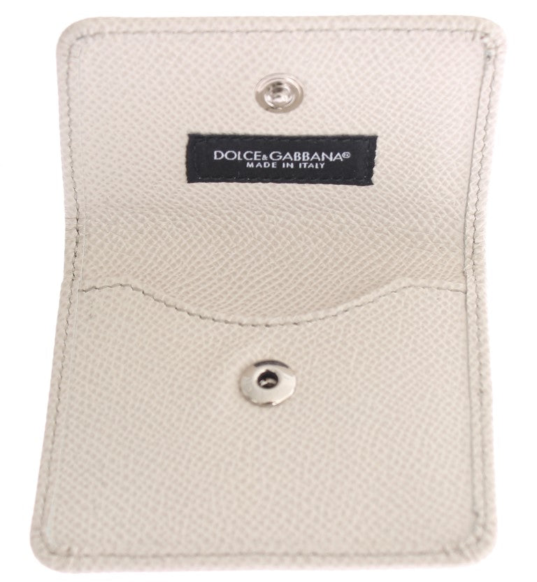 Dolce & Gabbana White Dauphine Leather Condom Case Wallet