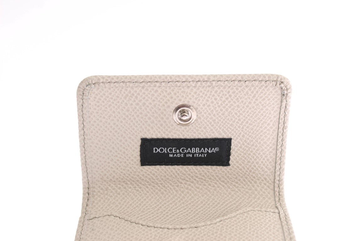 Dolce & Gabbana White Dauphine Leather Condom Case Wallet