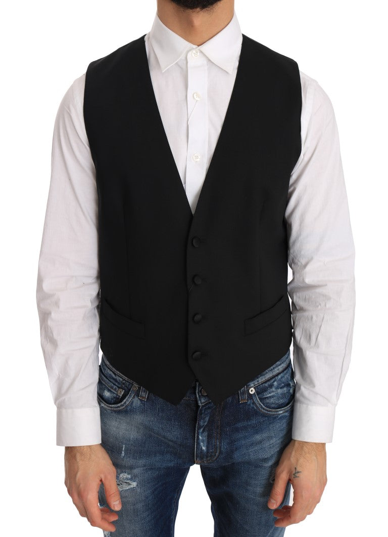 Dolce & Gabbana Black Wool Silk Vest