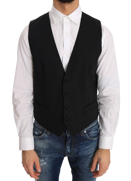 Dolce & Gabbana Black Wool Silk Vest