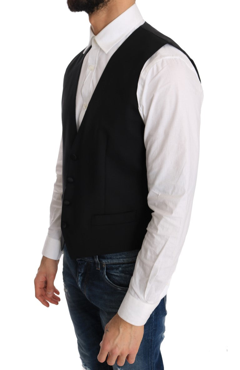 Dolce & Gabbana Black Wool Silk Vest