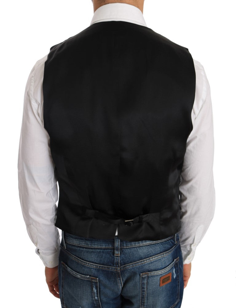 Dolce & Gabbana Black Wool Silk Vest