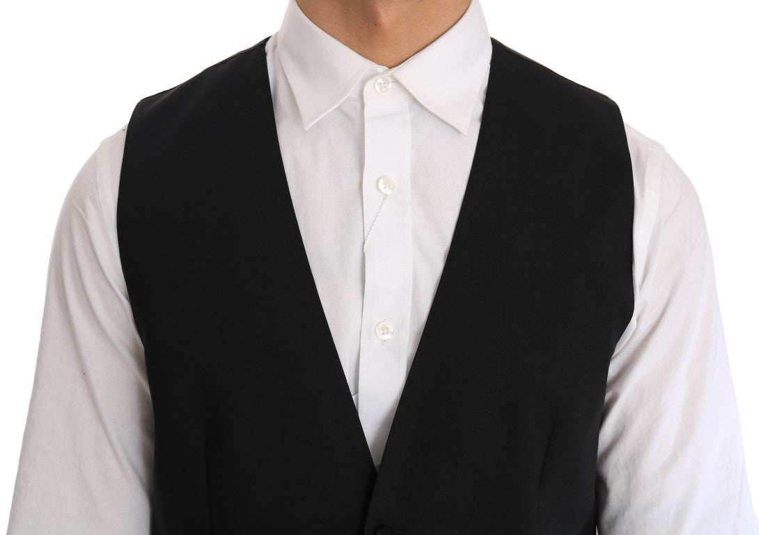 Dolce & Gabbana Black Wool Silk Vest