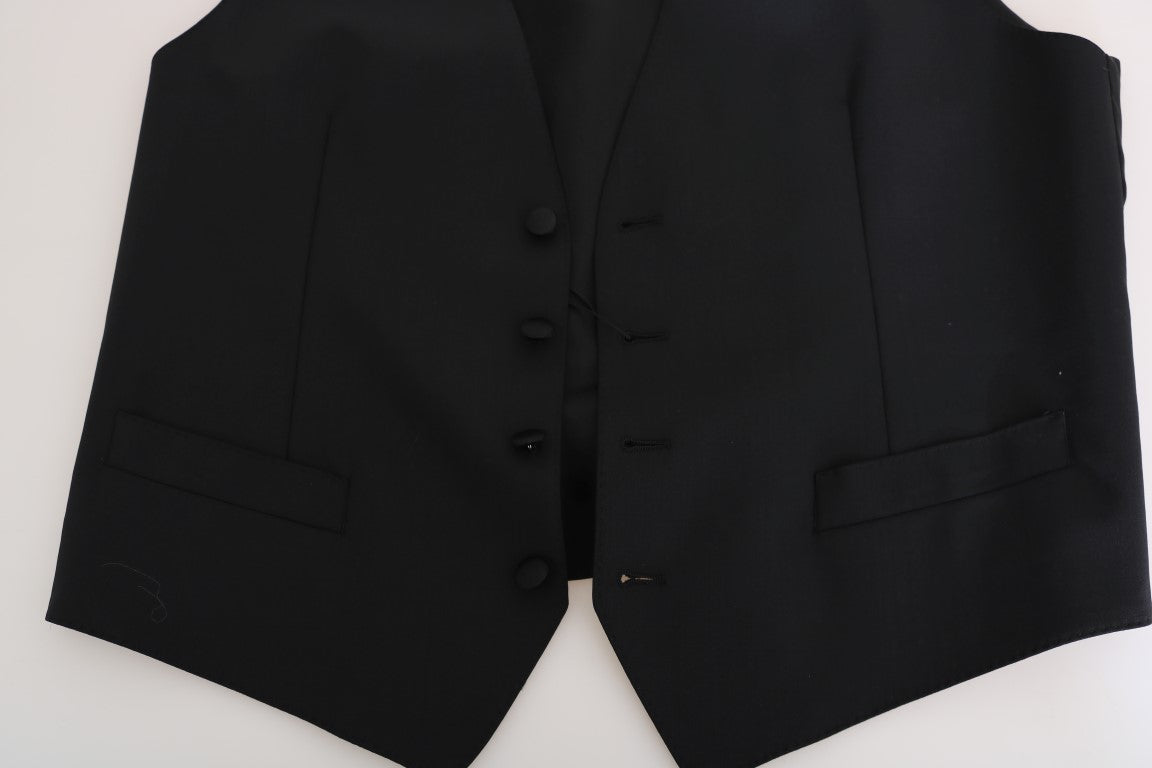 Dolce & Gabbana Black Wool Silk Vest